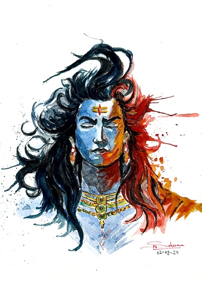 Lord Shiva | Watercolor Painting