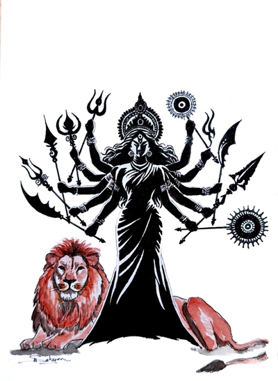 Maa Durga | Ink Drawing