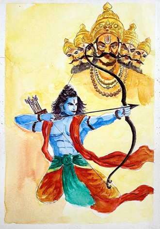 Vijaydashmi-Rama | Watercolor Painting