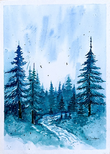 Whispering Blues | Watercolor Landscape