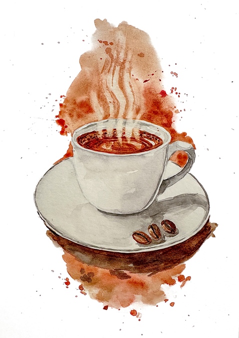 A Cup of Coffee | watercolor Painting